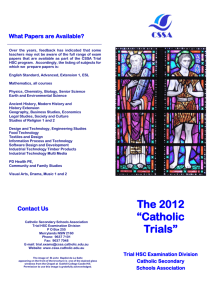 The 2012 “Catholic Trials” - The Catholic Secondary Schools