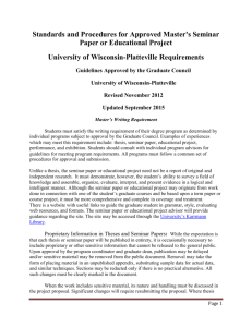 Standards and Procedures for Approved Master's Seminar Paper or