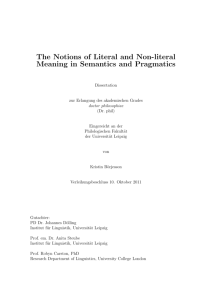 The Notions of Literal and Non-literal Meaning in Semantics and
