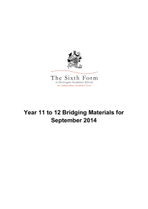 Year 11 to 12 Bridging Materials for September 2014