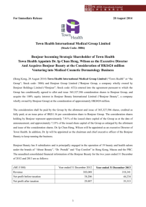 Town Health International Medical Group Limited Bonjour becoming