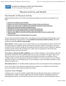 Physical Activity for Everyone: The Benefits of Physical Activity