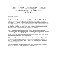 handbook for graduate study in english at the university of delaware