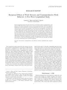 Reciprocal Effects of Work Stressors and Counterproductive