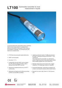 Submersible transmitter for level measurement in liquids