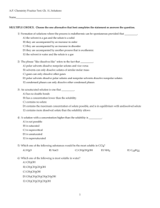 A.P. Chemistry Practice Test: Ch. 11, Solutions