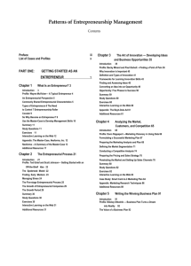 Patterns of Entrepreneurship Management