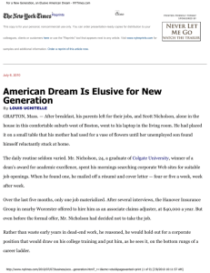 American Dream Is Elusive For New Generation