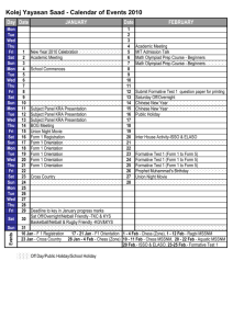 Kolej Yayasan Saad - Calendar of Events 2010