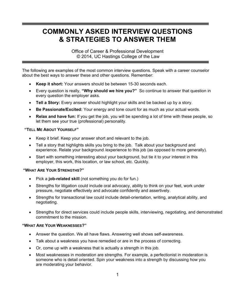 commonly asked interview questions & strategies to answer them