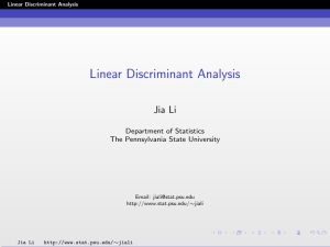 Linear Discriminant Analysis - Penn State Department of Statistics