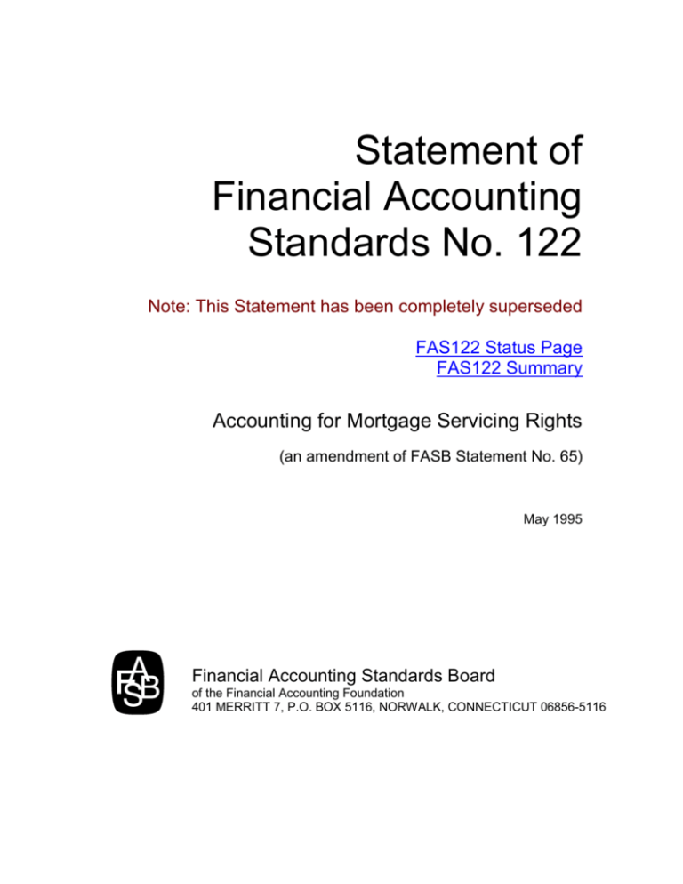 Statement of Financial Accounting Standards No 122