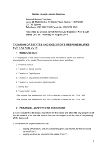 taxation of estates and executor's responsibilities for tax and