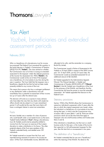 Tax Alert Yazbek, beneficiaries and extended assessment periods