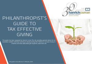 PHILANTHROPIST'S GUIDE TO TAX EFFECTIVE GIVING