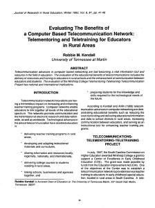 Evaluating The Benefits of .a Computer Based Telecommunication
