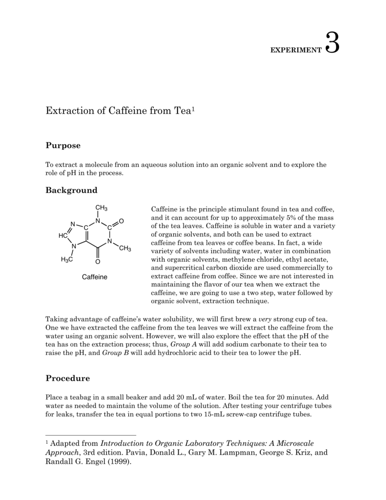 extraction of caffeine from tea