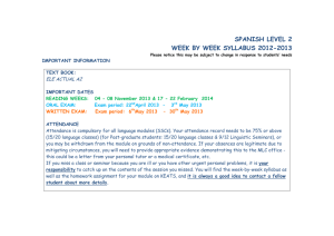 SPANISH LEVEL 2 WEEK BY WEEK SYLLABUS 2012-2013