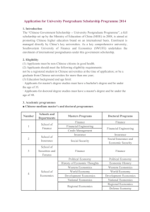 Application for University Postgraduate Scholarship Programme 2014