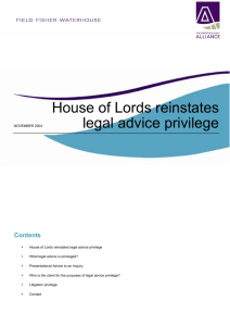 House of Lords reinstates legal advice privilege
