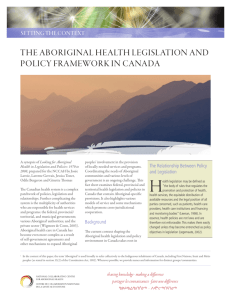 the aboriginal health legislation and policy framework in canada