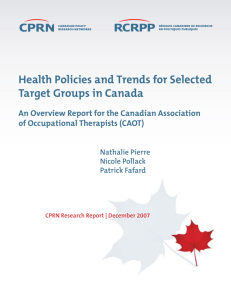 Health Policies and Trends for Selected Target Groups in Canada