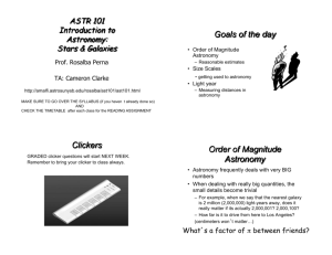 Goals of the day Clickers Order of Magnitude Astronomy