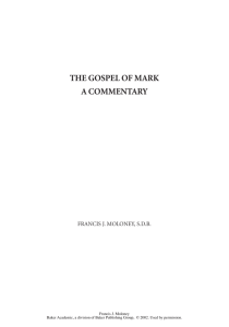 THE GOSPEL OF MARK A COMMENTARY