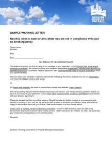 Sample Warning Letter - Smoke Free Housing Ontario