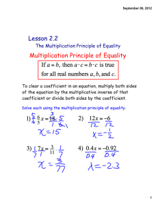 Lesson 2.2 Multiplication Principle of Equality