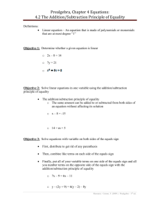 Prealgebra, Chapter 4 Equations: 4.2 The Addition/Subtraction