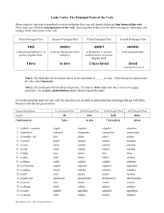 Latin Verbs: the Principal Parts of the Verb