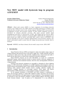 New MOV model with hysteresis loop in program ATP/EMTP