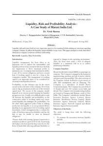 Liquidity,Risk and Profitability Analysis : A case Study of Maruti India
