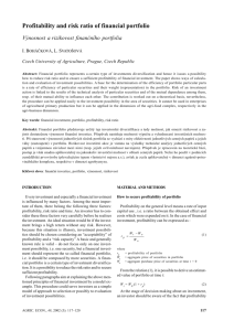 Profitability and risk ratio of financial portfolio