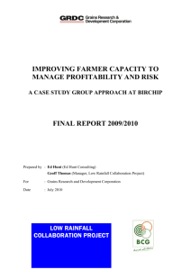 improving farmer capacity to manage profitability and risk