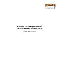 Report Builder - Eastman Kodak Company - Hoover's