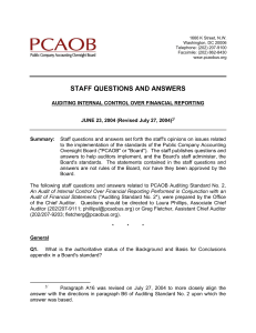 PCAOB - Staff Q&A, Auditing Standard No. 2