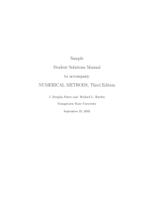 Sample Student Solutions Manual to accompany NUMERICAL