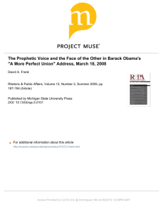The Prophetic Voice and the Face of the Other in Barack Obama's "A