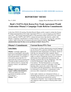 Bush's NAFTA-Style Korea Free Trade Agreement