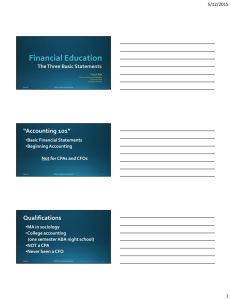 Financial Education: The Three Basic Statements