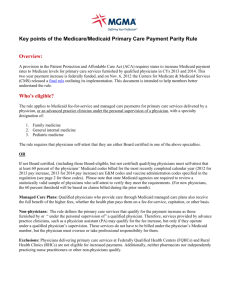 Key points of the Medicare/Medicaid Primary Care Payment Parity