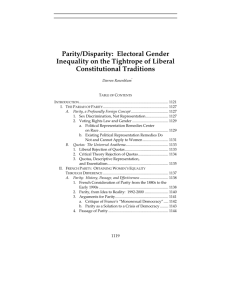 Parity/Disparity: Electoral Gender Inequality on the Tightrope of