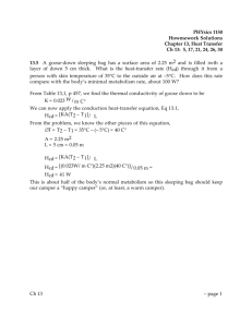 PHYsics 1150 Howmework Solutions Chapter 13, Heat Transfer Ch