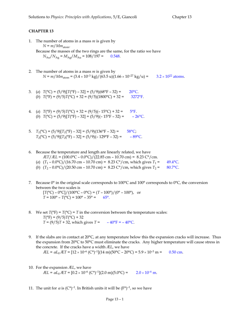 Solutions To Physics Principles With Applications 5 E Giancoli