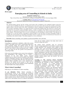 Emerging area of Counselling in Schools in India