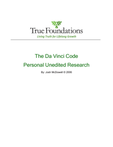 The Da Vinci Code Personal Unedited Research