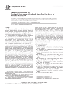 Rockwell Hardness and Rockwell Superficial Hardness of Metallic