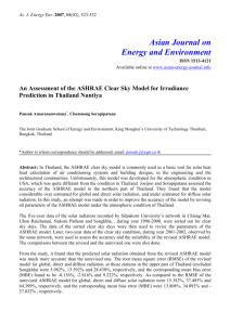 An assessment of the ashrae clear sky model for irradiance